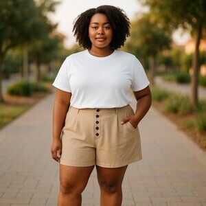 INC High Rise Button Fly Shorts Toasted Twine NWT Relaxed Fit Size XL